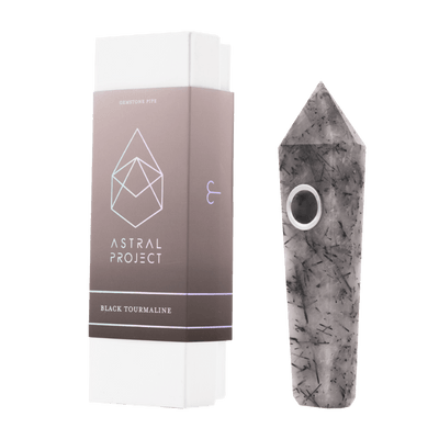 Astral Project Gemstone Hand Pipe - Tourmalinated Quartz