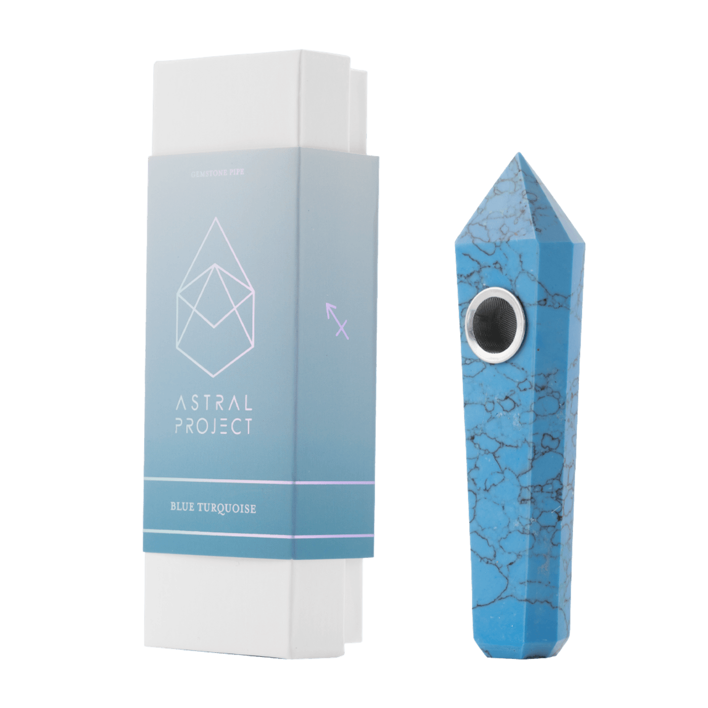 Astral Project Gemstone Hand Pipe - Blue Turquoise - 1321