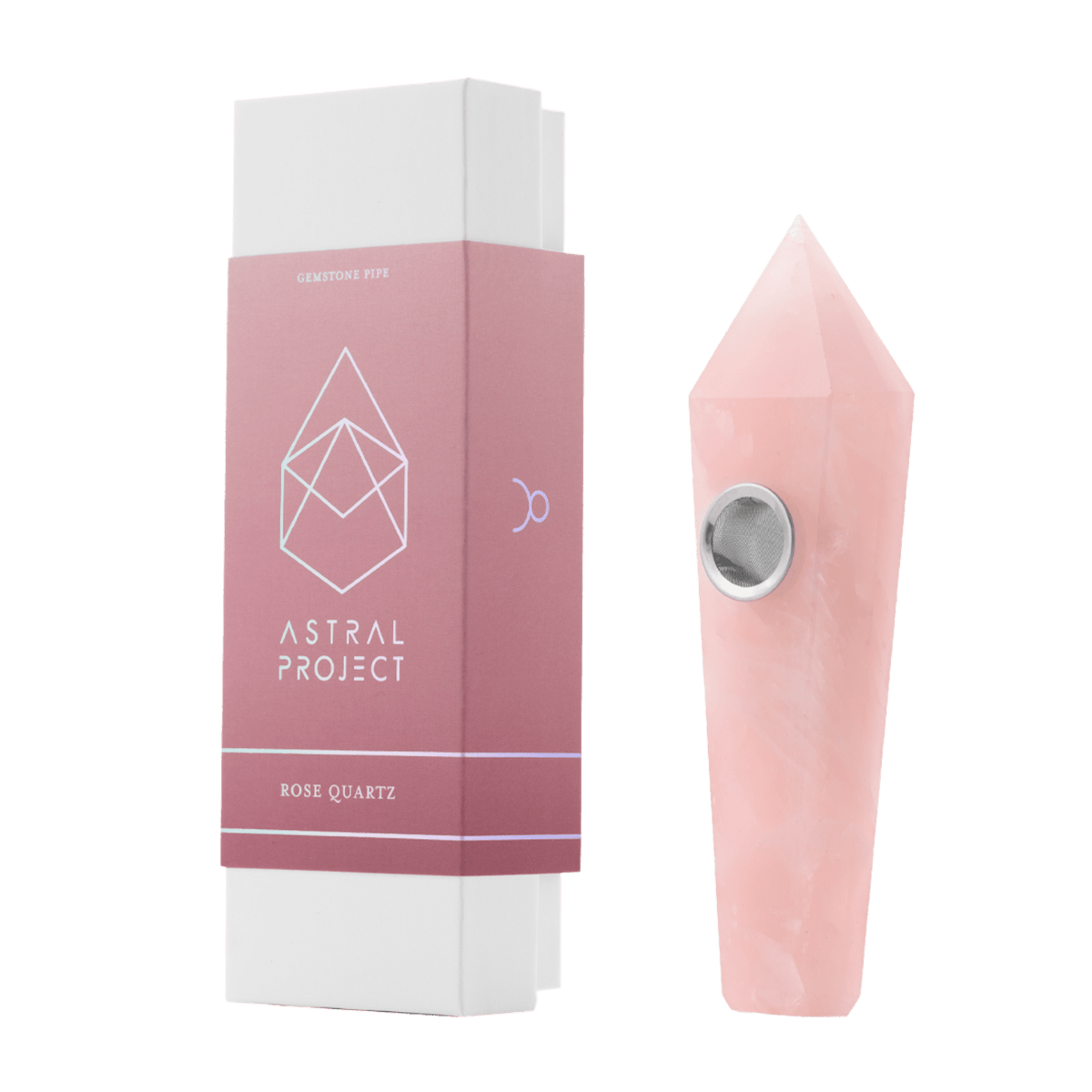 Astral Project Gemstone Hand Pipe - Rose Quartz - 1321