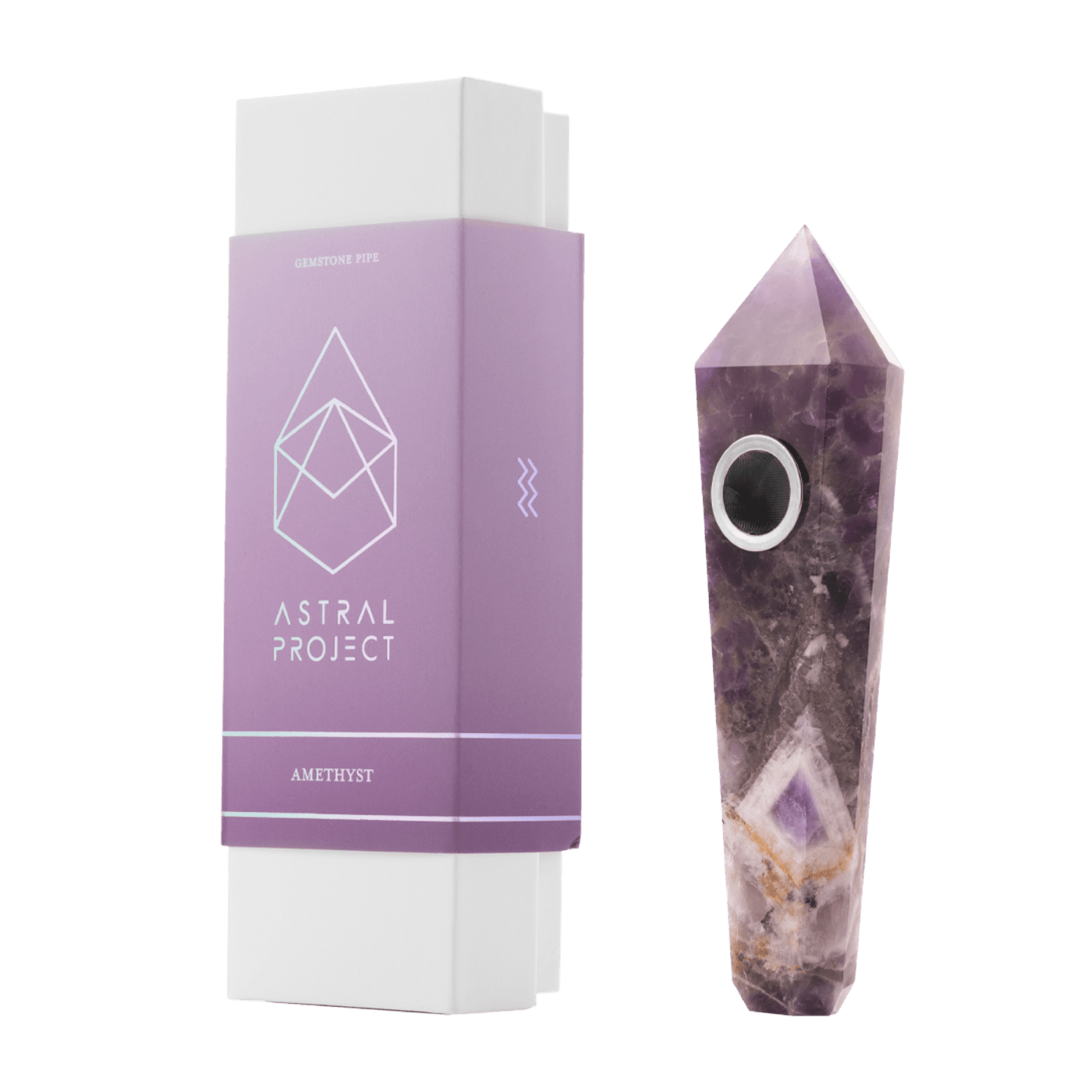 Astral Project Gemstone Hand Pipe - Amethyst - 1321