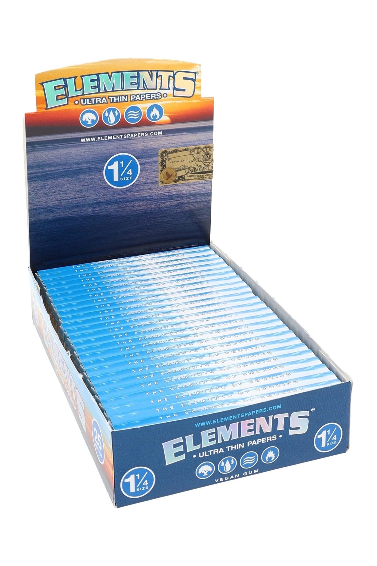 Elements 1¼ Rice Rolling Papers, Box of 25 Booklets - 1321