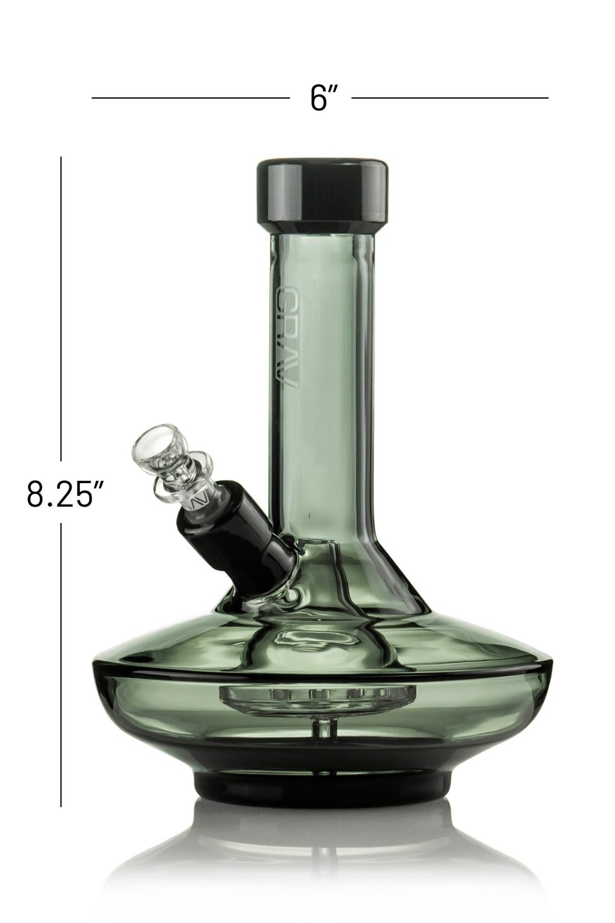 GRAV Small Wide Base Water Pipe, Smoke with Black Accents - 1321