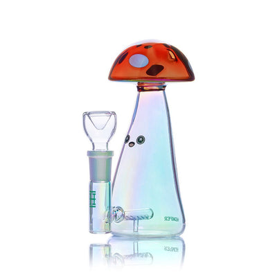 Hemper Trippy Shroom Glass Water Pipe - Clear / Red