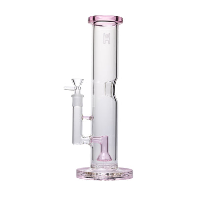 Human Grade 12" Tube Water Pipe - Clear with Pink Accent
