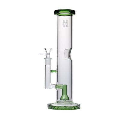 Human Grade 12" Tube Water Pipe - Clear with Green Accent