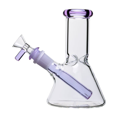 Human Grade 6" Beaker Water Pipe - Clear with Lavender