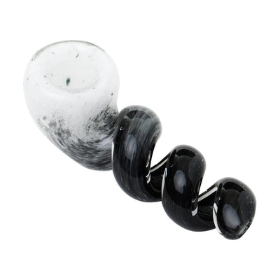 Human Grade Corkscrew Pipe - White Frit with Black