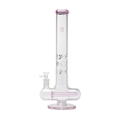 Human Grade Inline Tube Triple Ice Catch Glass Water Pipe - Pink