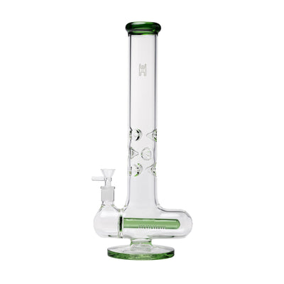 Human Grade Inline Tube Triple Ice Catch Glass Water Pipe - Green
