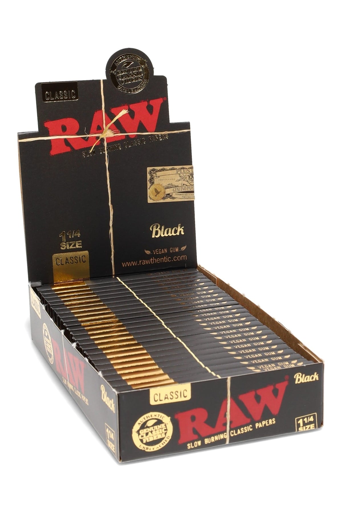 RAW Black 1¼ Rolling Papers, Box of 24 Booklets - 1321