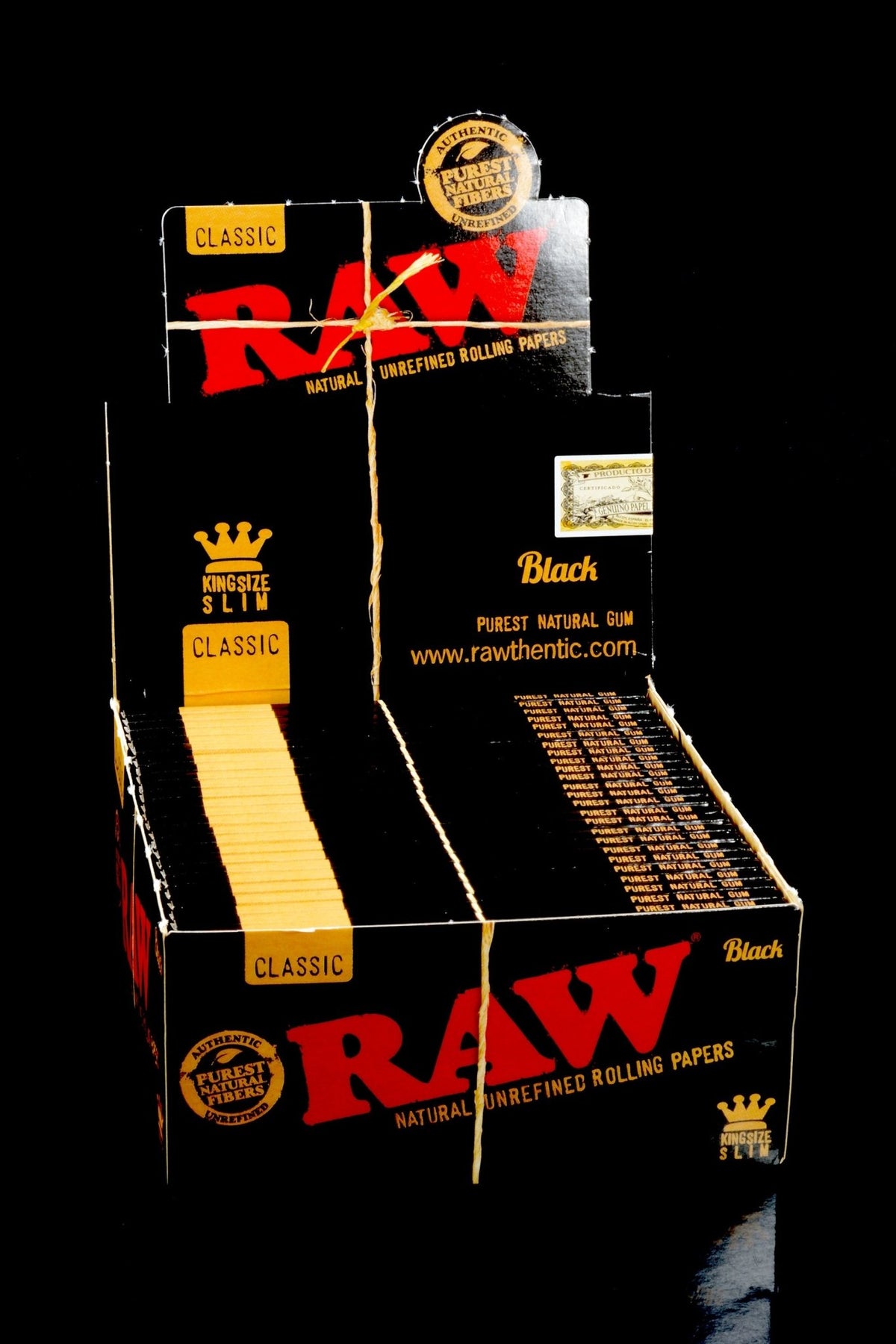 RAW Black King Size Slim Rolling Papers, Box of 50 Booklets - 1321