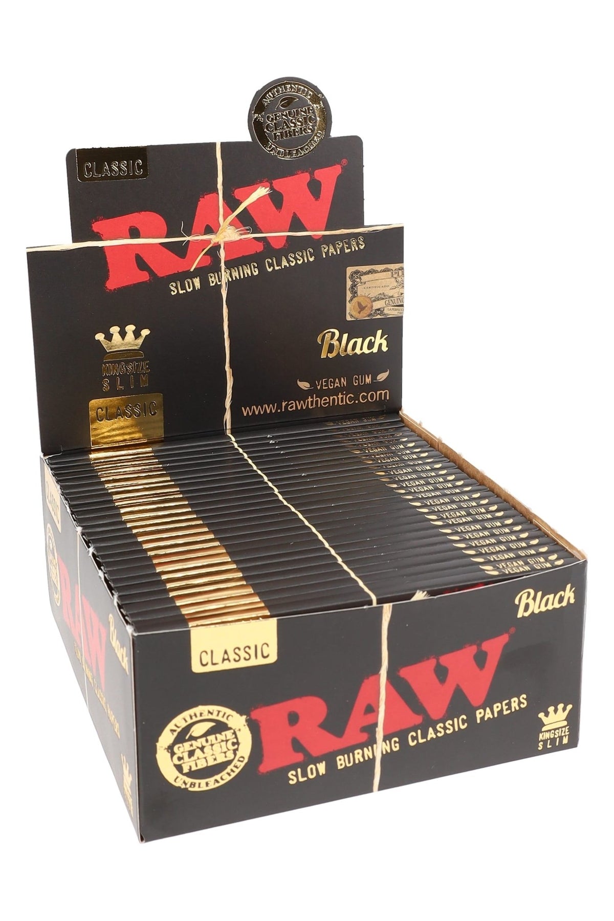 RAW Black King Size Slim Rolling Papers, Box of 50 Booklets - 1321