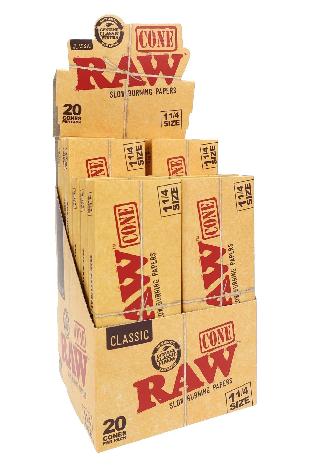 RAW Classic 1¼ Pre-Rolled Cones, Box of 12 Packs of 20 - 1321