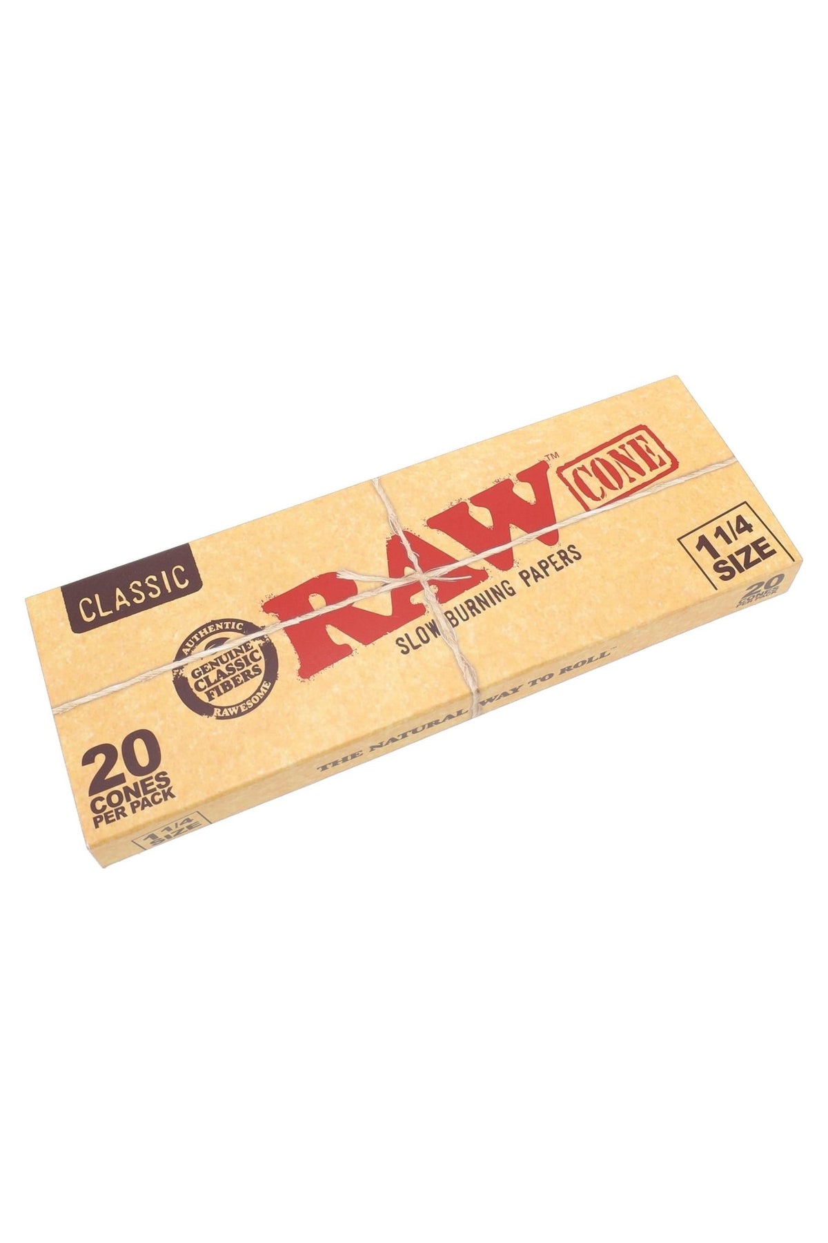 RAW Classic 1¼ Pre-Rolled Cones, Box of 12 Packs of 20 - 1321
