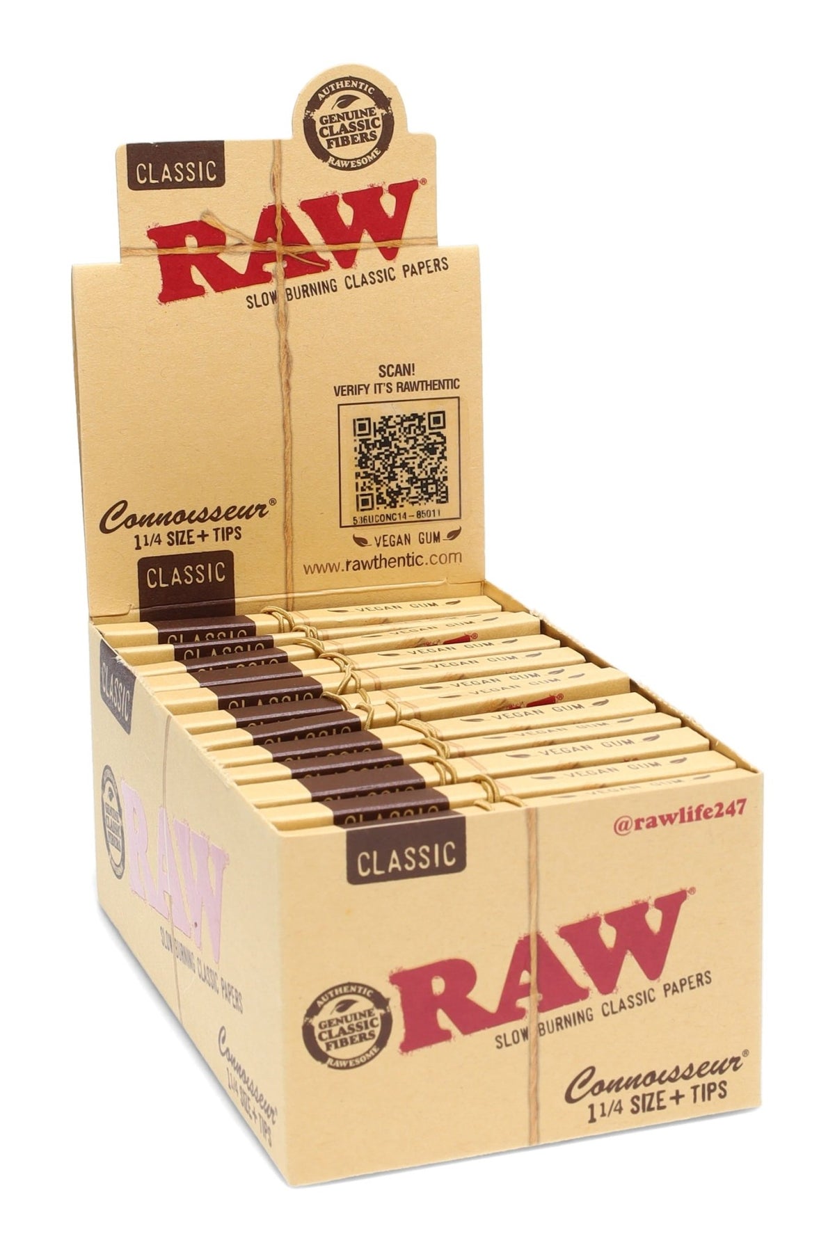 RAW Classic Connoisseur 1¼ Papers with Tips, Box of 24 Booklets - 1321
