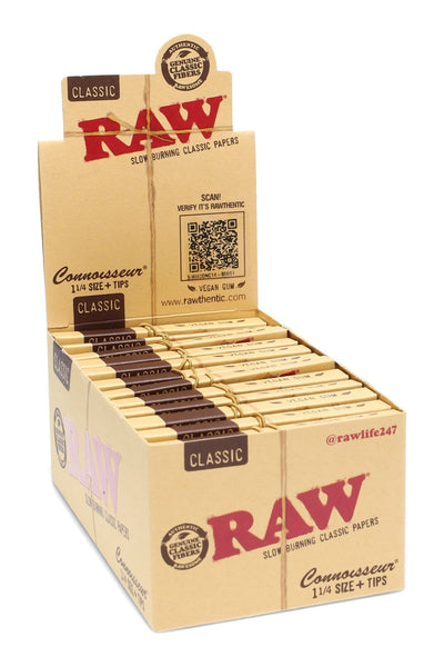 RAW Classic Connoisseur 1¼ Papers with Tips, Box of 24 Booklets