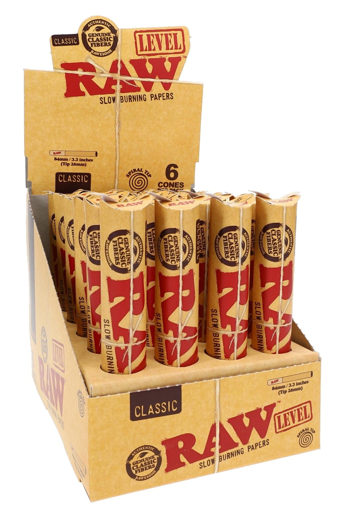 RAW Classic Level Cones, Box of 24 Packs of 6 - 1321